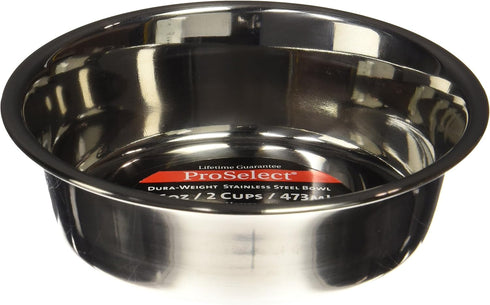 ProSelect Dura-Weight Stainless Steel Dishes — Durable Dishes for Dog and Cat Food, 1-Pint...