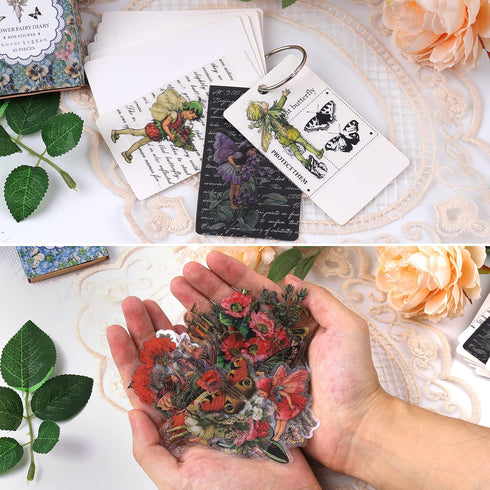 Dizdkizd Vintage Flower Fairy Sticker Set (360 Pieces), Transparent Aesthetics Journaling Stickers for Scrapbooking, Card Making, Envelopes...