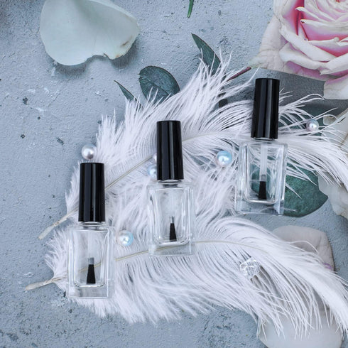 6PCS Empty Nail Polish Bottles with Funnel, Empty Fingernail Polish Bottles Glass Rectangle with Brush & Mixing Balls Black (15ML)...