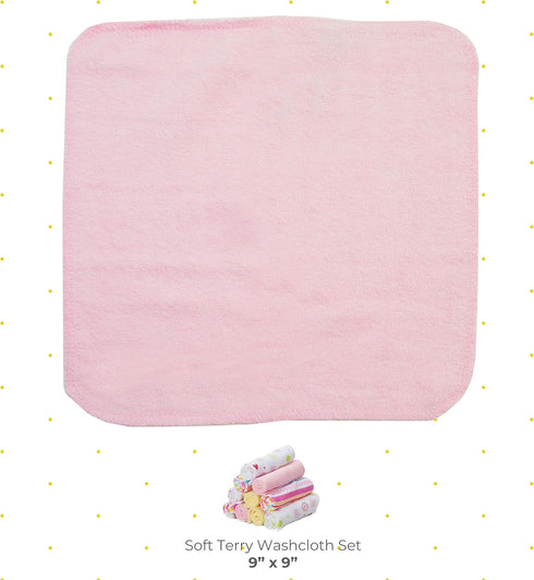 Spasilk Washcloth Wipes Set for Newborn Boys & Girls, Soft Terry Washcloth Set, Pack of 20, Pink Lines, 20 Pack...