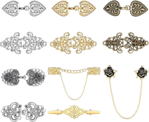 Ubjuliwa 11Pcs Vintage Cardigan Clips Dress Clips Back Cinch Clips Scarf Sweater Clips Shawl Pin Cloak Collar Shirt Brooch Clip for Women Girl...
