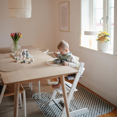 mushie Baby Splat Mat 42.5x42.5 Inch (Olive Check) | Water Resistant for Under High Chair and Infant Play...