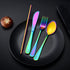 | Travel Utensils Set | Reusable Camping Cutlery Set | Stainless Steel Flatware Set | Portable Silverware Set with Case | Includes Knife/Fork/Spoo...