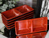 Ebros Red And Black Melamine Traditional Design Condiments Ketchup BBQ Soy Sauce Dipping Bowl or Dish With Divider 2 Partition Compartments Housew...