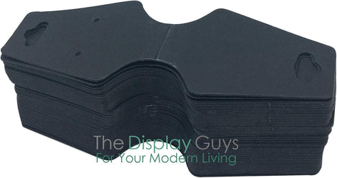 The Display Guys Pack of 100 pcs 1 7/8" X 4 3/4" inch (48mm x 123mm) Matte Black Fold Over Paper Necklace Earrings Display Hanging Cards for Jewel...
