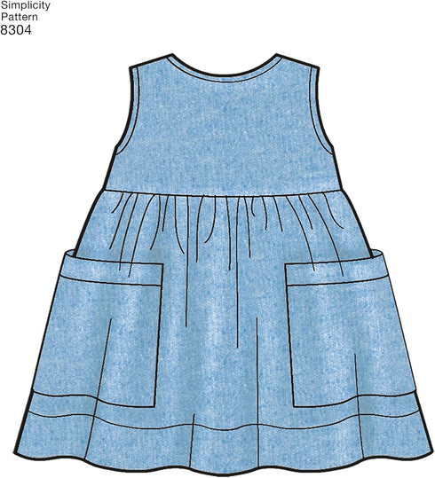 Simplicity US8304A Baby Gear Toddler's Leggings, Dress, Bibs, and Headband Sewing Patterns, Sizes XXS-L...
