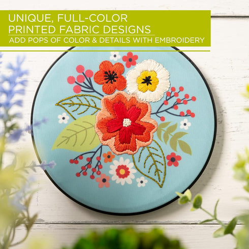 Bucilla, Floral Bouquet, Full Stamped Kit, Includes 4-Color Printed Fabric, 6" Hoop, Embroidery Floss, Needle, and Instructions, 49462E......