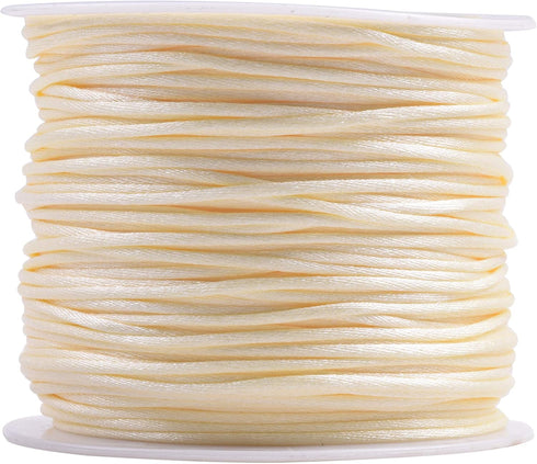 KONMAY 100 Yards 1.5mm Nylon Rattail Satin Silk Trim Cord Beading String for Chinese Knotting, Kumihimo, Beading, Bracelet Making, Jewelry Making,...