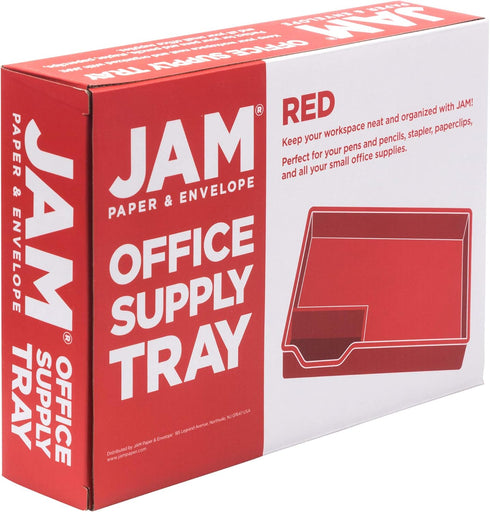 JAM Paper Stackable Half Desk Trays - Red - Office & Desk Supply Organizer Top Tray - Sold Individually...