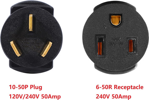 ONETAK NEMA 10-50P to 6-50R Compact 240V 50 Amp 3 Prong Male Plug to 3 Prong Female Receptacle Welder Welding EV Charger Power Cord Adapter...