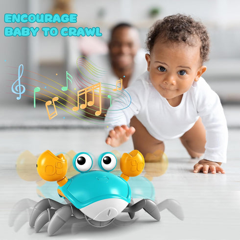 Crawling Crab Toy, Infant Tummy Time Baby Toys, Fun Interactive Dancing Walking Moving Toy Babies Sensory Induction Crabs with Music, Baby Toys 0-...
