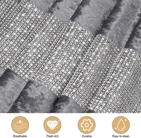 HALOVIE 13 x 82 Inch Glam Table Runner with Diamante Strip, Rectangular Dining Table Dresser Runners for Home Kitchen Party Wedding Festival Chris...