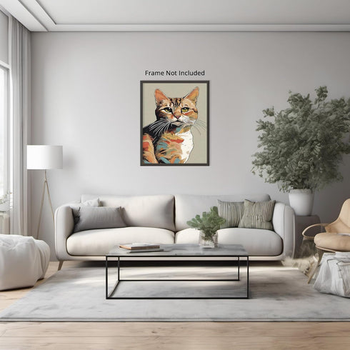 Posterizer 1 pcs- Orange cat print with a gray background-Art for Animal Lovers-Abstract & Modern Art- Gift for Men Women Entrepreneur Teens-Decor...