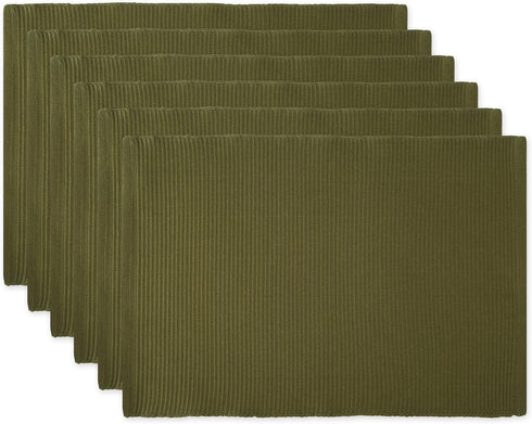 DII Basic Everyday Ribbed Tabletop 100% Cotton, Placemat Set, 13x19, Sage, 6 Piece...