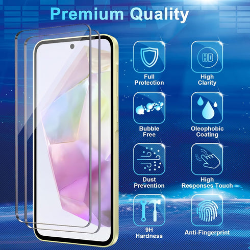 [4+3 Pack Galaxy A55 Screen Protector, 4 Pack Tempered Glass with 3 Pack Camera Lens Protector, High Clarity, Anti-Shatter, Bubble Free for Samsun...