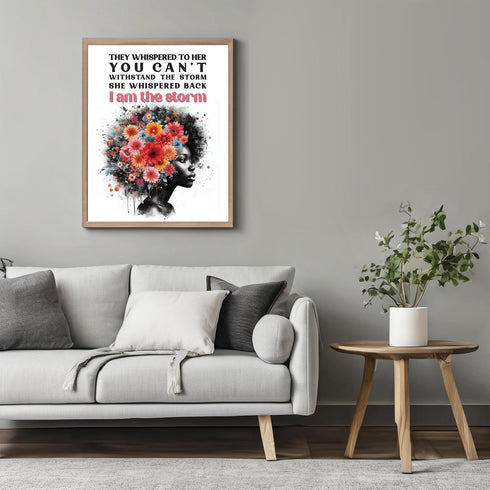 Posterizer 1 pcs-i am the storm-positive quote-Afro-American Art Collection-Inspirational Women's Art-Gifts for Women-Living Room Bedroom Decor- U...