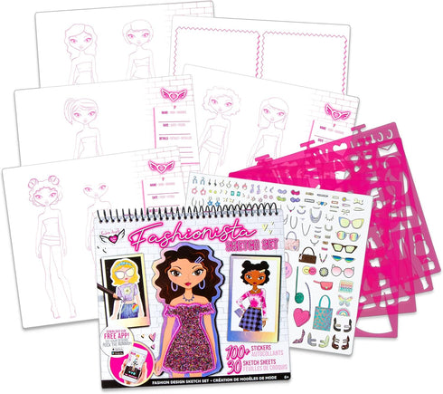 Fashion Angels Fashion Design Sketch Portfolio - Sketch Book for Beginners, Sketch Pad with Stencils and Stickers for Kids 6 and Up, Brown(Covers ...