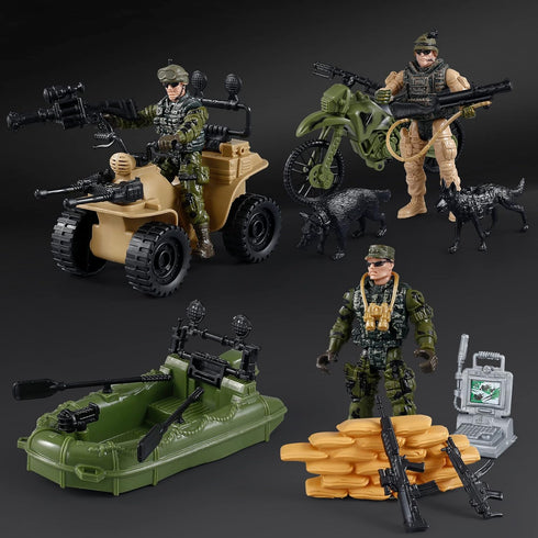US Army Men Action Figures Play Set,Toy Soldiers with Military Weapons Accessories for Kids Boys...