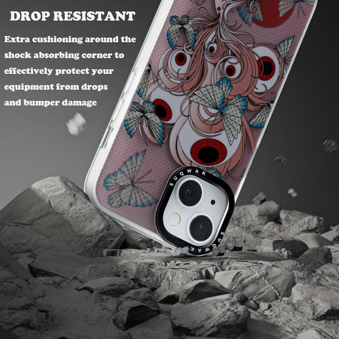 Case Compatible with iPhone 15/14 Pink Butterfly Case, Cute Aesthetic Phone Case for Women Girls TPU Bumper Shockproof Phone Cover Designed for iP...