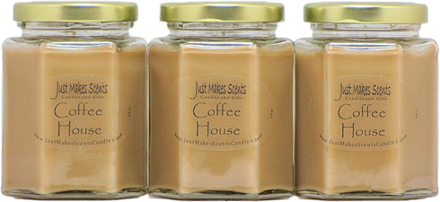 Just Makes Scents 3 Pack - Coffee House Scented Soy Blend Candle | Fresh Coffee Smell | Hand Poured in The USA...