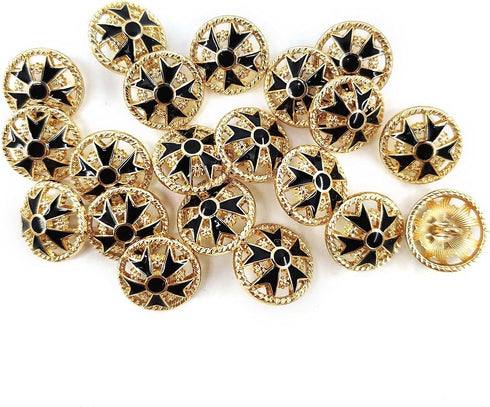 Black Arrowhead Golden Hollow Metal Base Shank Buttons 20 Pcs - 18mm, 23/32"...
