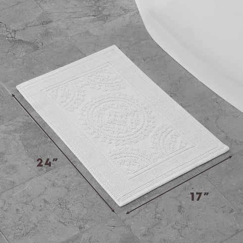 Jean Pierre New York Cotton StoneWash Medallion 17x24 in. Bath Rug, White...