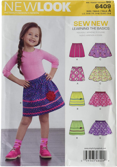 New Look Sewing Pattern UN6409A Autumn Collection Child's Pull-On Skirts Sewing Patterns, A (3-4-5-6-7-8)...