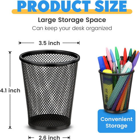 Pen Holder for Desk, Pencil Holder for Desk, 4 Pack Pencil Cup for Pen, Mesh Metal Pen Organizer for Desk Black, Desk Pen Holder...