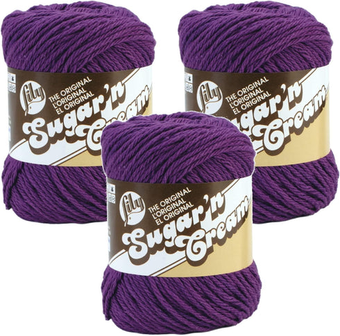 Bulk Buy: Lily Sugar 'n Cream Solids 100% Cotton Yarn (3-Pack) (Black Currant #1318)......