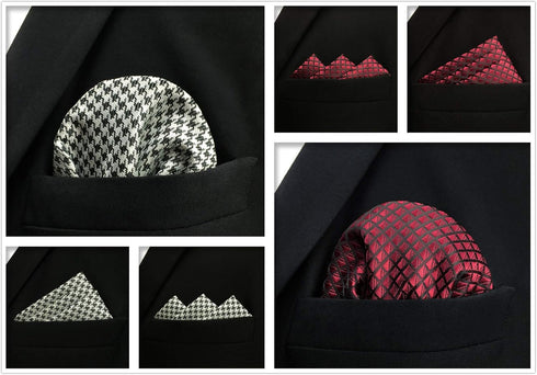 SHLAX&WING 5 Pieces Assorted Mens Silk Pocket Square Handkerchiefs Set 09...