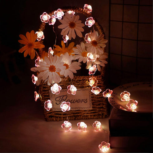 Cherry Blossom Flower String Light, 40 LED 13FT Pink Sakura Fairy Lights Christmas Decorative Lights Battery Powered Novelty Light for Girls Bedro...