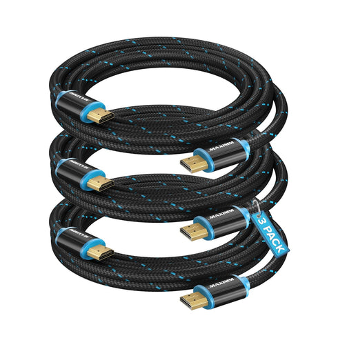 HDMI Cable 4K Ultra HD 6 Foot (3 Pack) Nylon Braided HDMI 2.0 Cable, High Speed 18Gbps 4K60Hz HDR, 3D, 2160p, 1080p, HDCP 2.2, ARC, HDMI Cables fo...