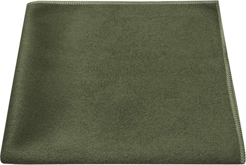 King & Priory Luxury Dark Olive Green Suede Pocket Square, Handkerchief, Moleskin...