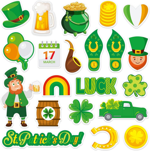 St Patrick's Day Thick Gel Cling Spring Window Gel Clings Decals Stickers for Kids, Toddlers and Adults Home Airplane Classroom Nursery Fall Party...