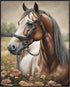Posterizer 1 pcs- Beautiful brown horse in the middle of a flower garden-Art for Animal Lovers-Floral Botanical Art- Gift for Men Women Teens-Liv...