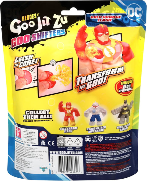 Heroes of Goo Jit Zu Goo Shifters DC Super Hero Stretchy Action Figure Gold Charge Flash. Incredibly Squishy DC 4.2" Toy Figure. Crush The Core!...