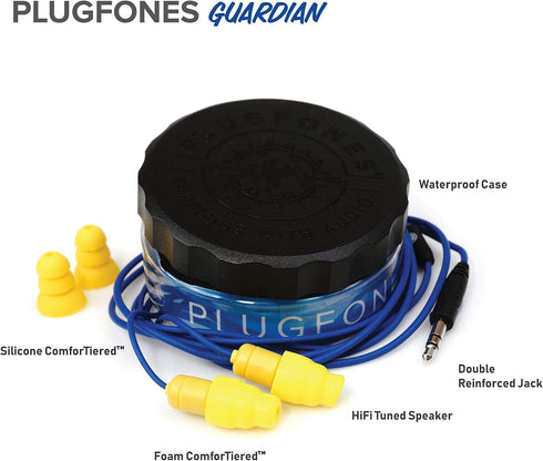 Plugfones Guardian in-Ear Earplug Earbud Hybrid - Noise Reduction in-Ear Headphones(Blue & Yellow)......