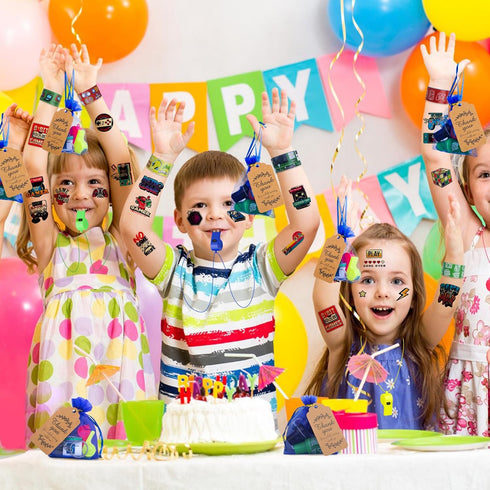 134 Pcs Video Game Party Favors, Includes Video Game Slap Bracelet Keychain Stamper Whistle Mesh Bag Card Stickers Tattoos for Kids Gaming Party F...