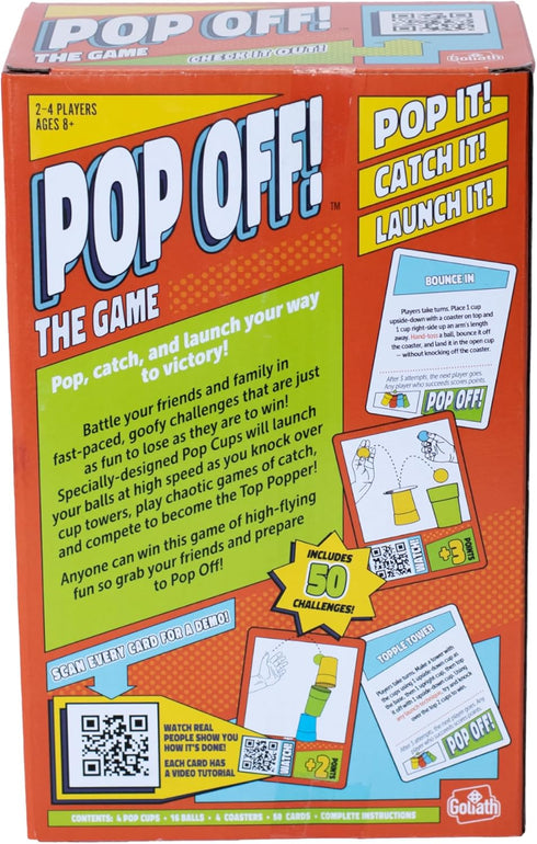 Goliath Pop Off! Game - Unique Cups Launch Balls Into The Air - Includes 50 Fast-Paced Hilarious Challenges, 2-4 Players, Ages 8 and Up...