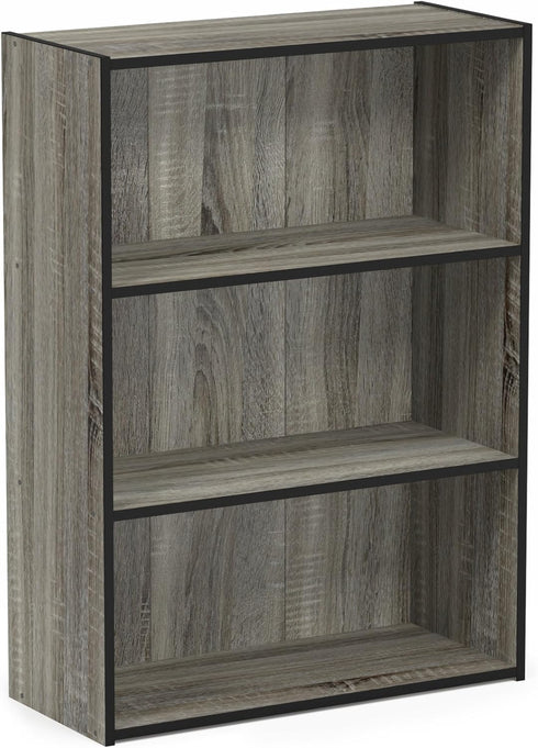 Furinno Pasir 3-Tier Open Shelf Bookcase, French Oak Grey...