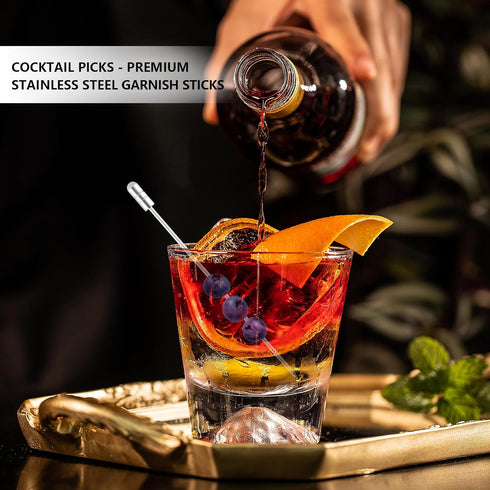 I-MART 15 Pack Stainless Steel Cocktail Picks Martini Olive Skewers, Reusable Metal Garnish Sticks for Drinks, Appetizers, Bloody Mary, Olives, Ci...