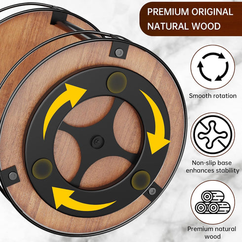 Lazy Susan Organizer 2 Tier - Turntable Spice Rack for Table Top, Wooden Rotating Lazy Susan for Cabinet Pantry Kitchen Countertop Dining Table Cu...