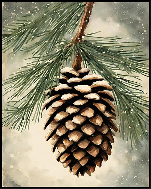 Posterizer 1 pcs-pinecones in snowey winter nature 6-Holiday Poster Collection-Landscape & Nature Art-Living Room Bedroom Decor- unframed wall art...