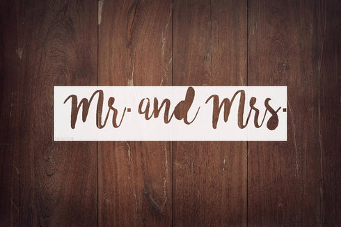 Mr and Mrs" Wedding Stencil 12.4" x 2.50" - Elegant Design for Signs, Pillows, and Plaques...