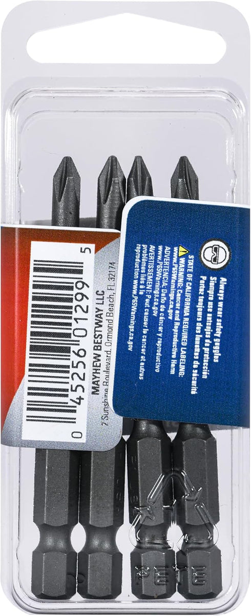 Mayhew Tools 19223-4 Phillips Power Bit, NO. 1 x 2.75", 4-Pack...