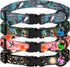 4PCS Breakaway Cat Collars with Bell, Cute Kitty Adjustable Safe Kitten Collars, 4-Pack, Nylon Pet Collars Space Mushrooms Shark Birds Print (Natu...