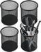 QYH Metal Pencil Holder for Desk Mesh Pen Cup 4 Packs Black Pen Organizer Office 3.54x3.93 Inch...