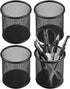 QYH Metal Pencil Holder for Desk Mesh Pen Cup 4 Packs Black Pen Organizer Office 3.54x3.93 Inch...