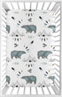 Sweet Jojo Designs Blue White Watercolor Baby Boy Fitted Mini Portable Crib Sheet Bear Mountain Collection - for Mini Crib or Pack and Play ONLY...