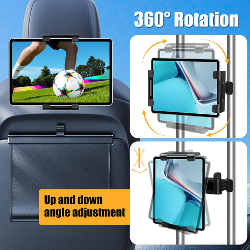 Tablet Holder for Car,ipad Headrest Mount for 5.5-18.4 Inch Tablet/ipad/Phones Car Tablet Holder with 360°Rotating Adjustable Trip Essentials,Blac...